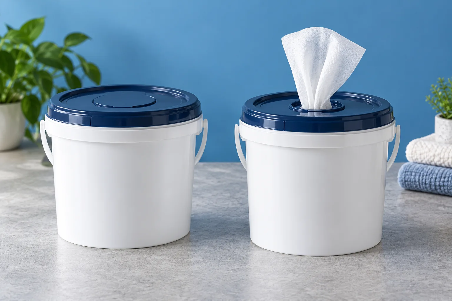 Bucket refill formats and dispensing lids